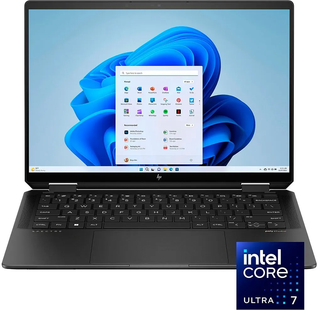 HP SPECTRE X360 14T-EU100,Core Ultra 7-155H,32GB RAM,2TB SSD,14'' Ports:1 USB Type-A, 1 headphone/microphone combo, 2 Thunderbolt,4 with USB Type-C, With Pen,windows 11,NIGHTFALL BLACK.